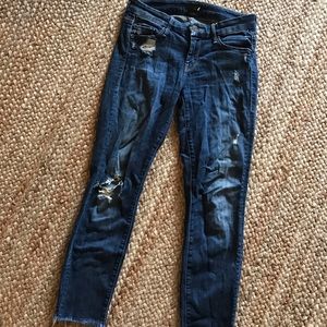 MOTHER Skinny Distressed Ankle Jeans